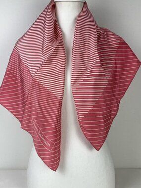 Balmain Luxurious Pink Striped Silk Scarf - 31x31 Fashion Accessory